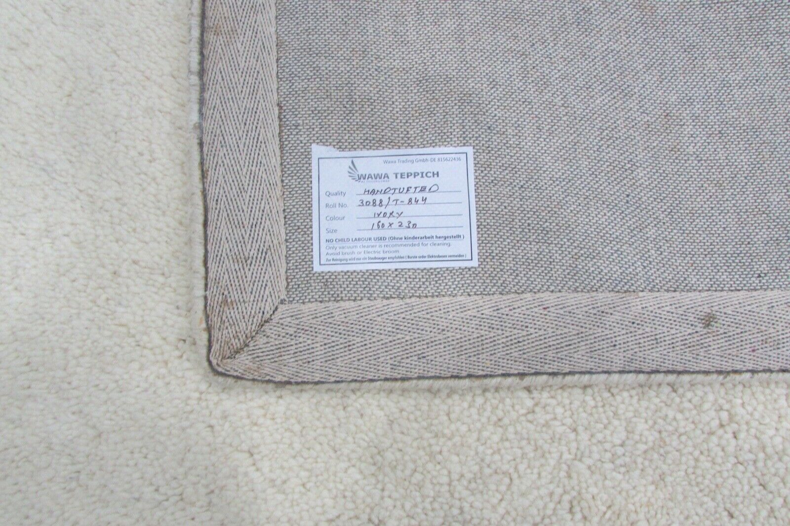 Tappeto 100% Lana 160X230 cm Design Moderno Tuftato a Mano Beige Grigio T844