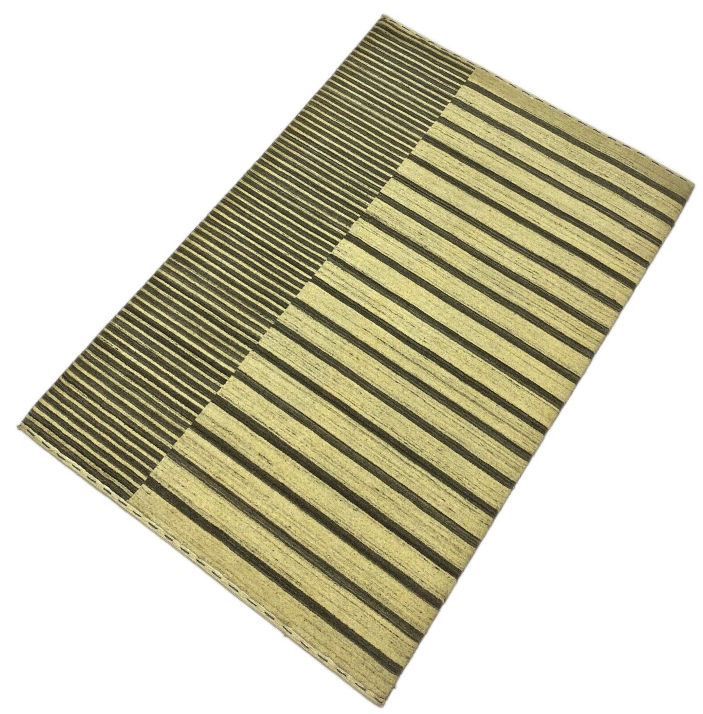 Gabbeh Teppich 100% Wolle Grau Beige loom lori Handgewebt 125x185 cm S139