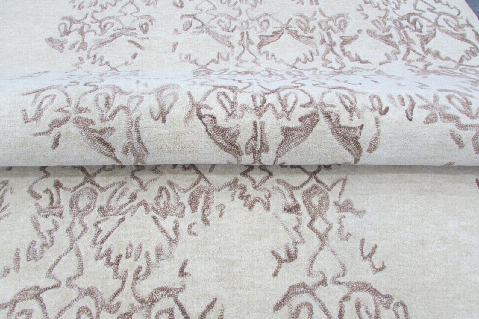 Wohnzimmer Designer Teppich 100% Wolle Braun Beige 160X230 cm Handgetuftet T808