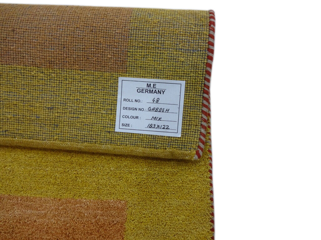 Gabbeh Teppich Handgeknüpft 100% Wolle Gold Orientteppich 122X183 CM M48