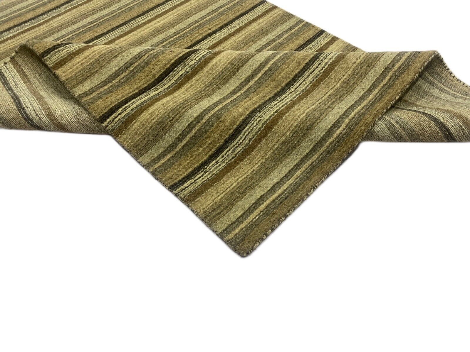 Teppich Gabbeh Beige Braun Grün 100% Wolle loom lori Handgewebt 125x180 cm S29