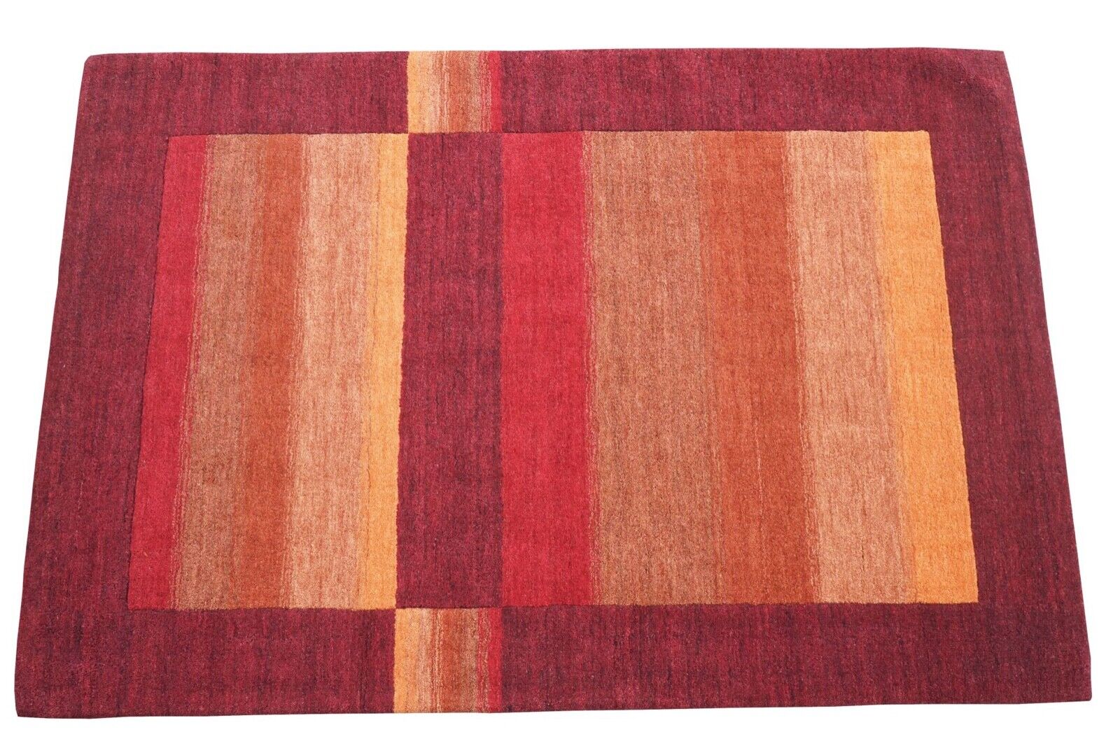 Rot Gold Beige 140X200 cm Teppich 100% Wolle Orientteppich Handgetuftet HT615