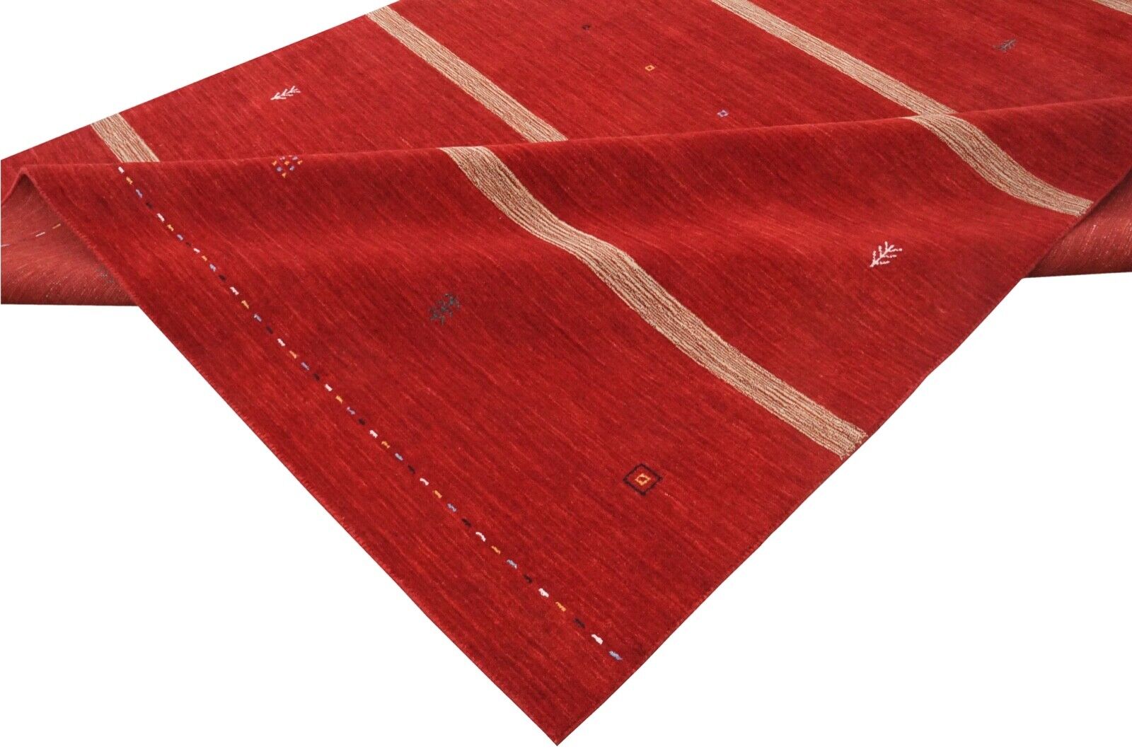 Rot Gabbeh Teppich 100% Wolle 200x300 cm Handgewebt Orientteppich Lr538