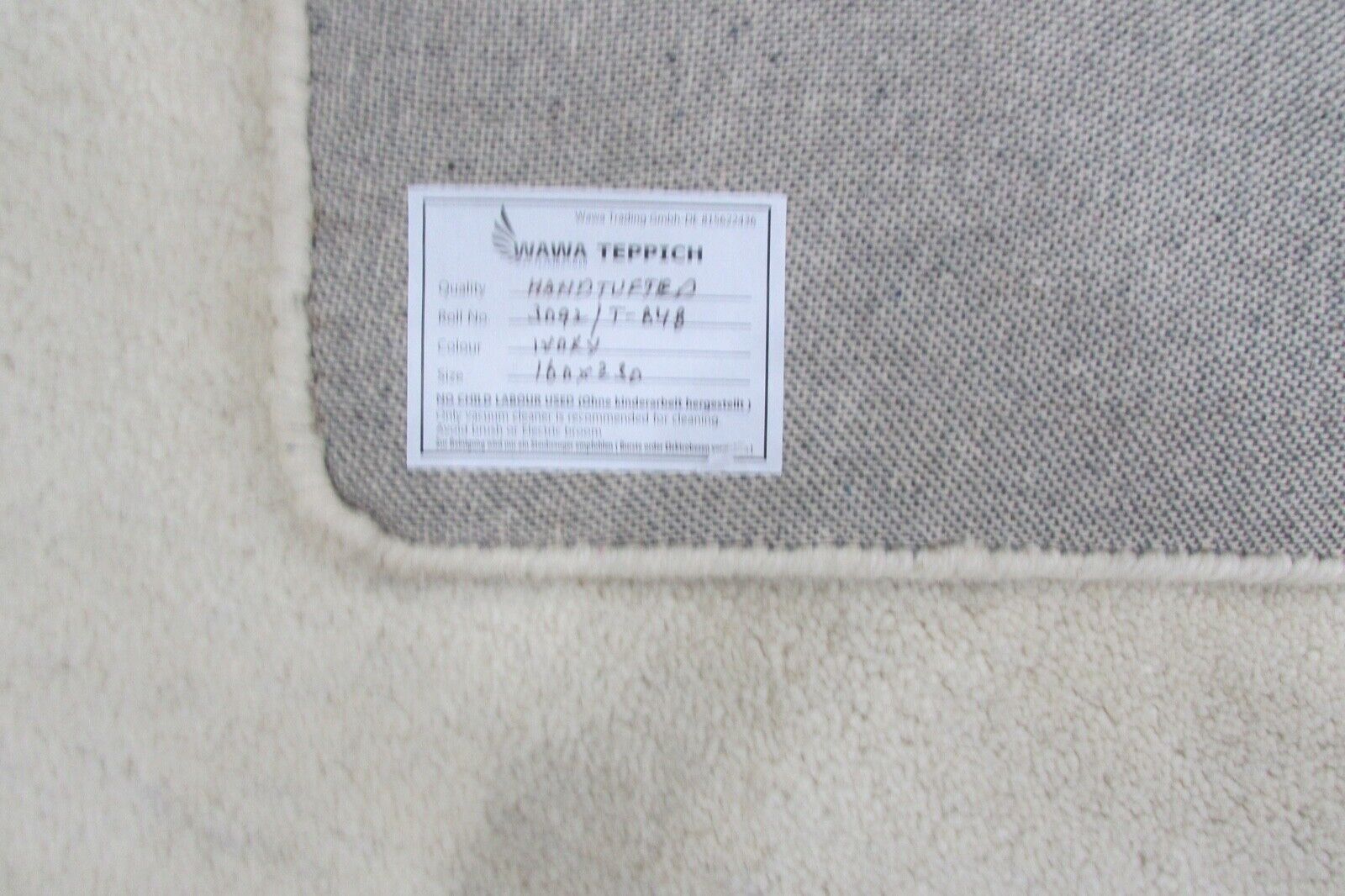 Elfenbeinfarbe Teppich 100% Wolle béžová 160X230 cm Handarbeit Handgetuftet T848