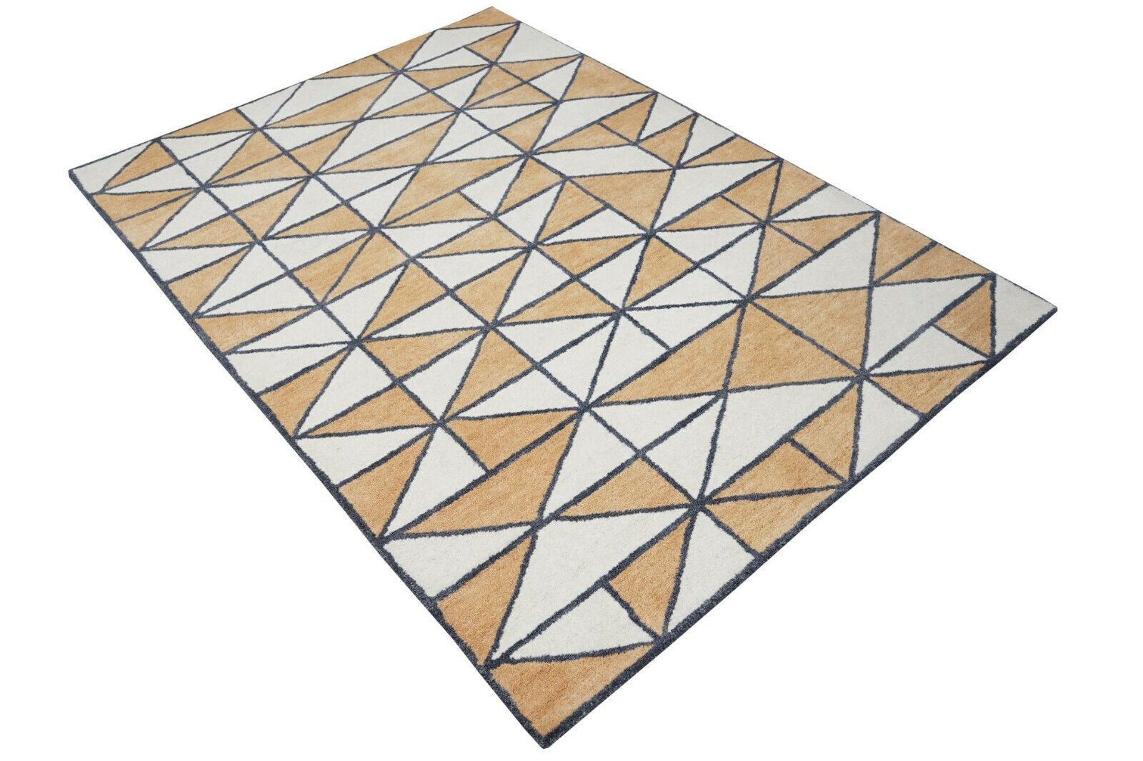 Beige Gold Orange 160x230 cm Teppich 100% Wolle Orientteppich Handgetuftet HT407