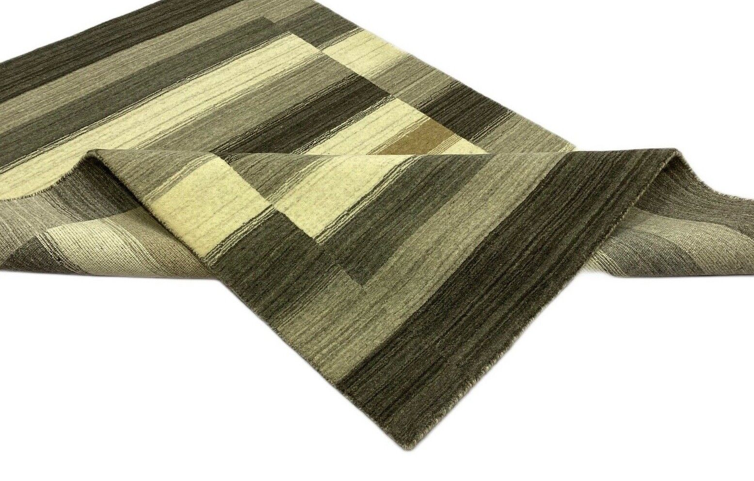 Gabbeh Teppich 100% Wolle Grau Braun Beige loom lori Handgewebt 125x180 cm S4