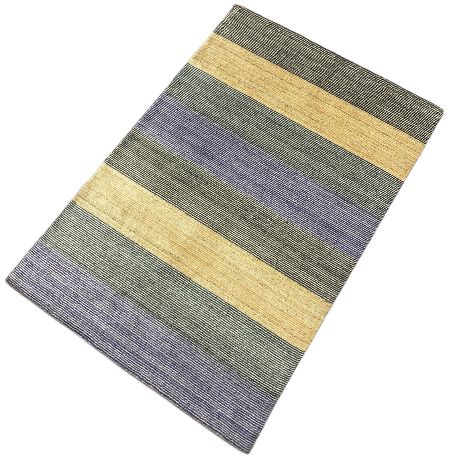 Gabbeh tepih, žuti, sivi, ružičasti, vuna, viskoza, Loom Lori, ručno tkan, 120x178 cm, S26