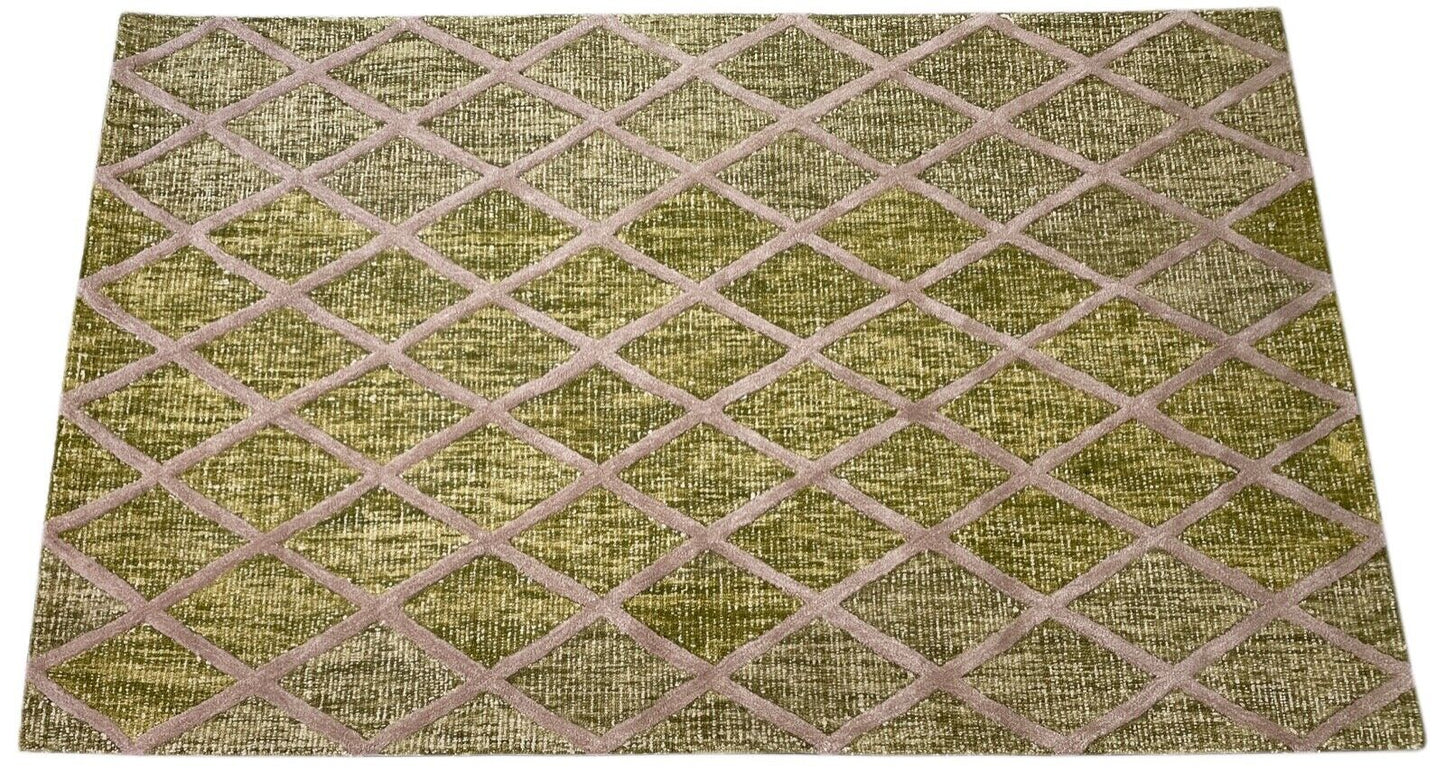 Grün Beige Grau Teppich 100% Wolle Handgetuftet Orientteppich 155X242 CM D-133