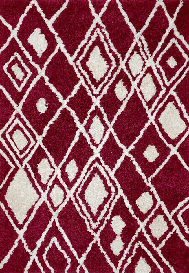 Rdeče-bela orientalska preproga, 120x180 cm, ročno izdelana, 100% poliester, kosmata