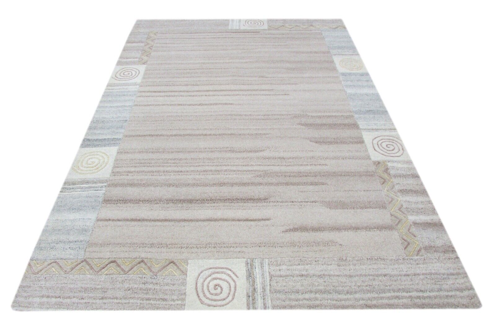 Tappeto 100% Lana Grigio Beige 160X230 cm Lana Naturale Tuftato a Mano T845
