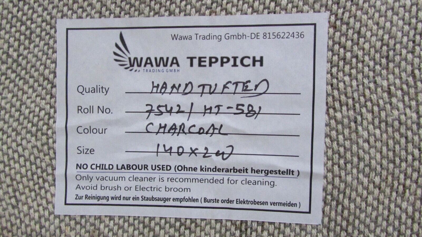 Kohlefarbe Beige140X200 cm Teppich 100% Wolle Orientteppich Handgetuftet HT580