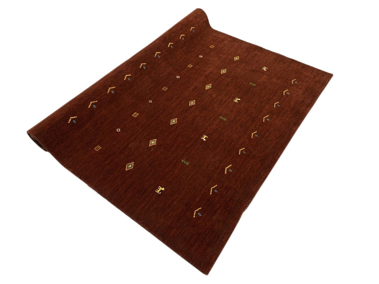 Gabbeh Teppich Braun 100% Wolle 170x240 cm Handgewebt Lori loom WR85