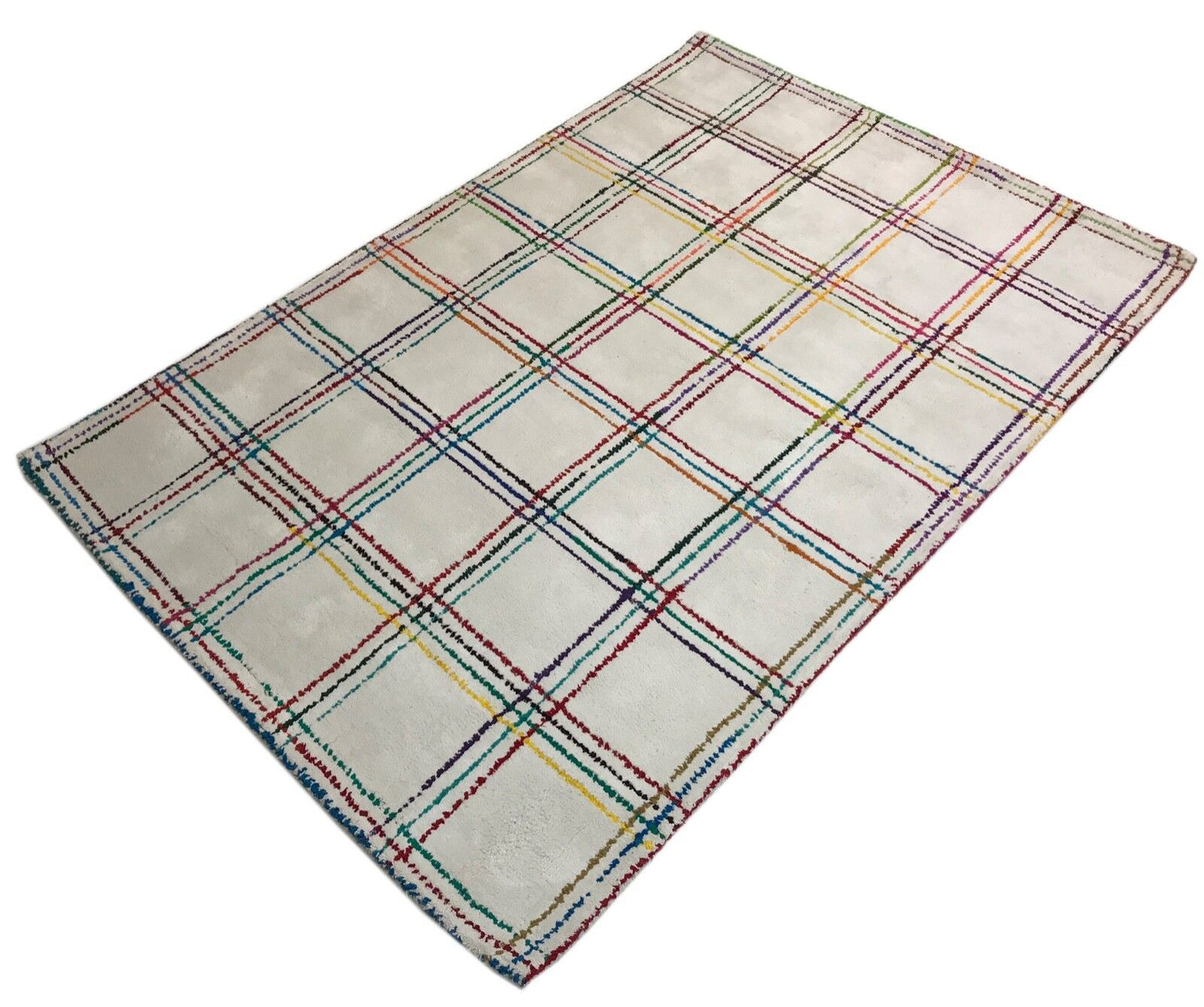 Orientteppich Beige 100% Wolle Designer Teppich Handgetuftet 110X170 CM