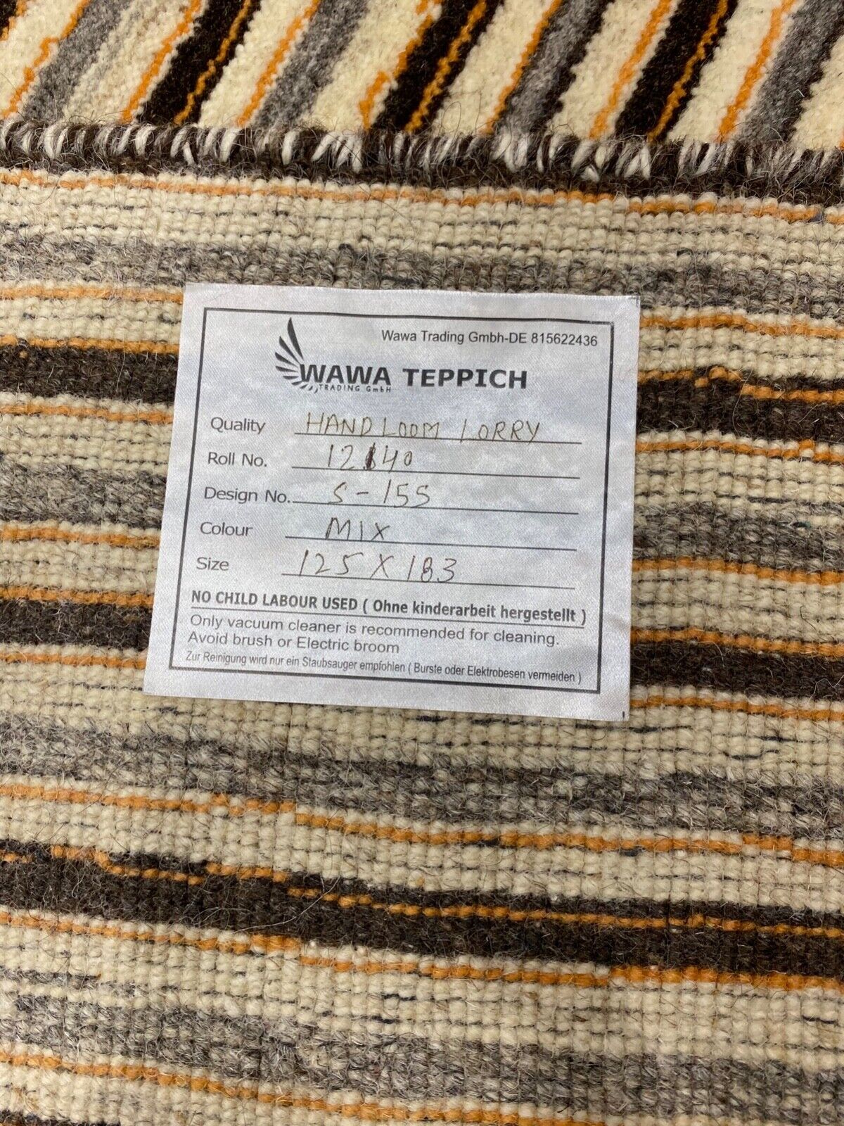 Gabbeh Teppich 100% Wolle Grau Beige loom lori Handgewebt 125x180 cm S155