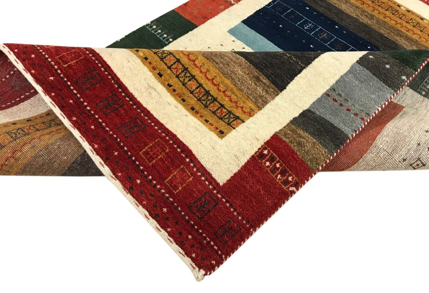 Hochwertiger Gabbeh Teppich 140X200 cm 100% Wolle Handgeknüpft Orientteppich