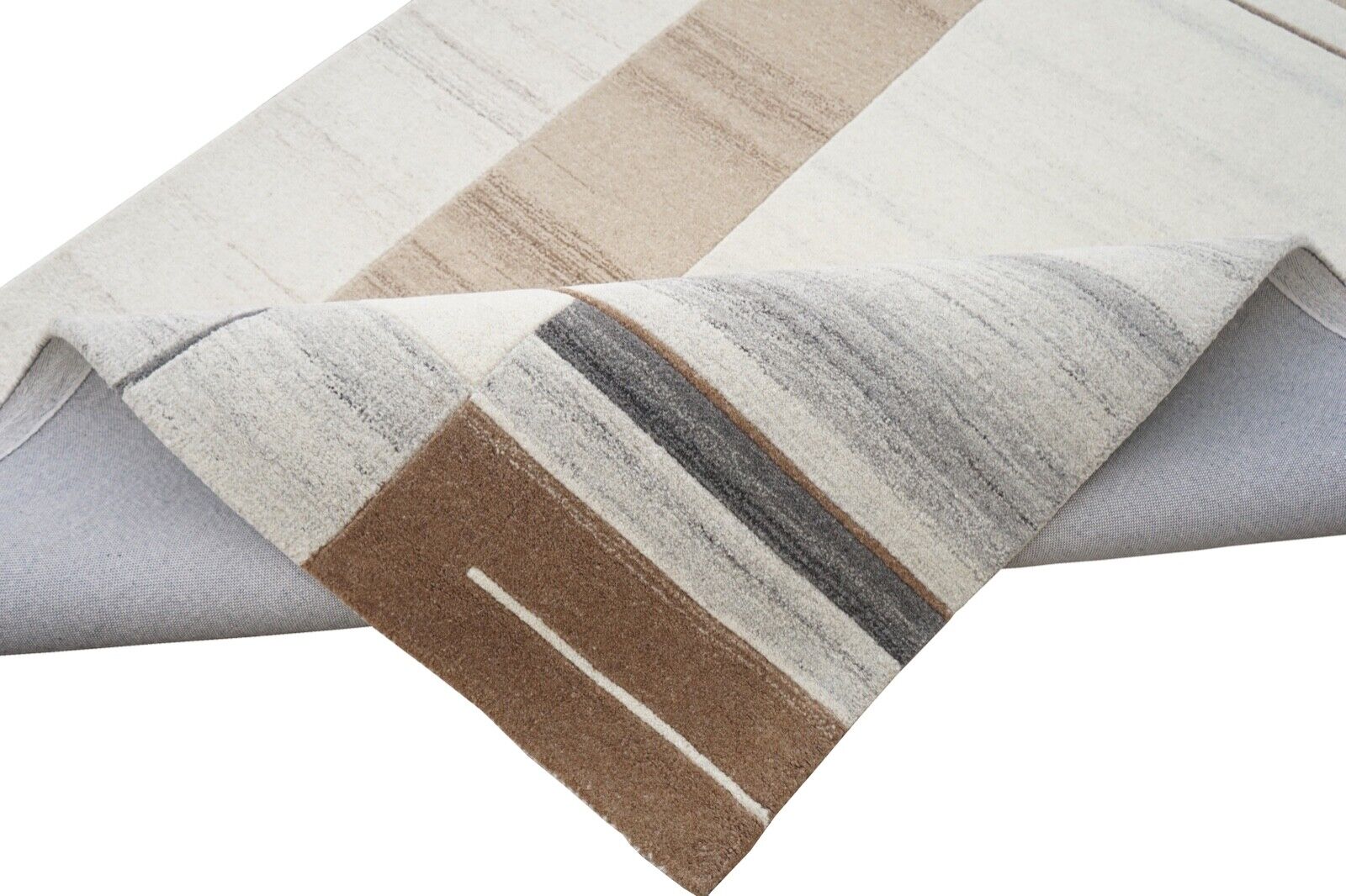 Teppich 100% Wolle Grau Braun 160X230 cm Natürliche Wolle Handgetuftet HT213u