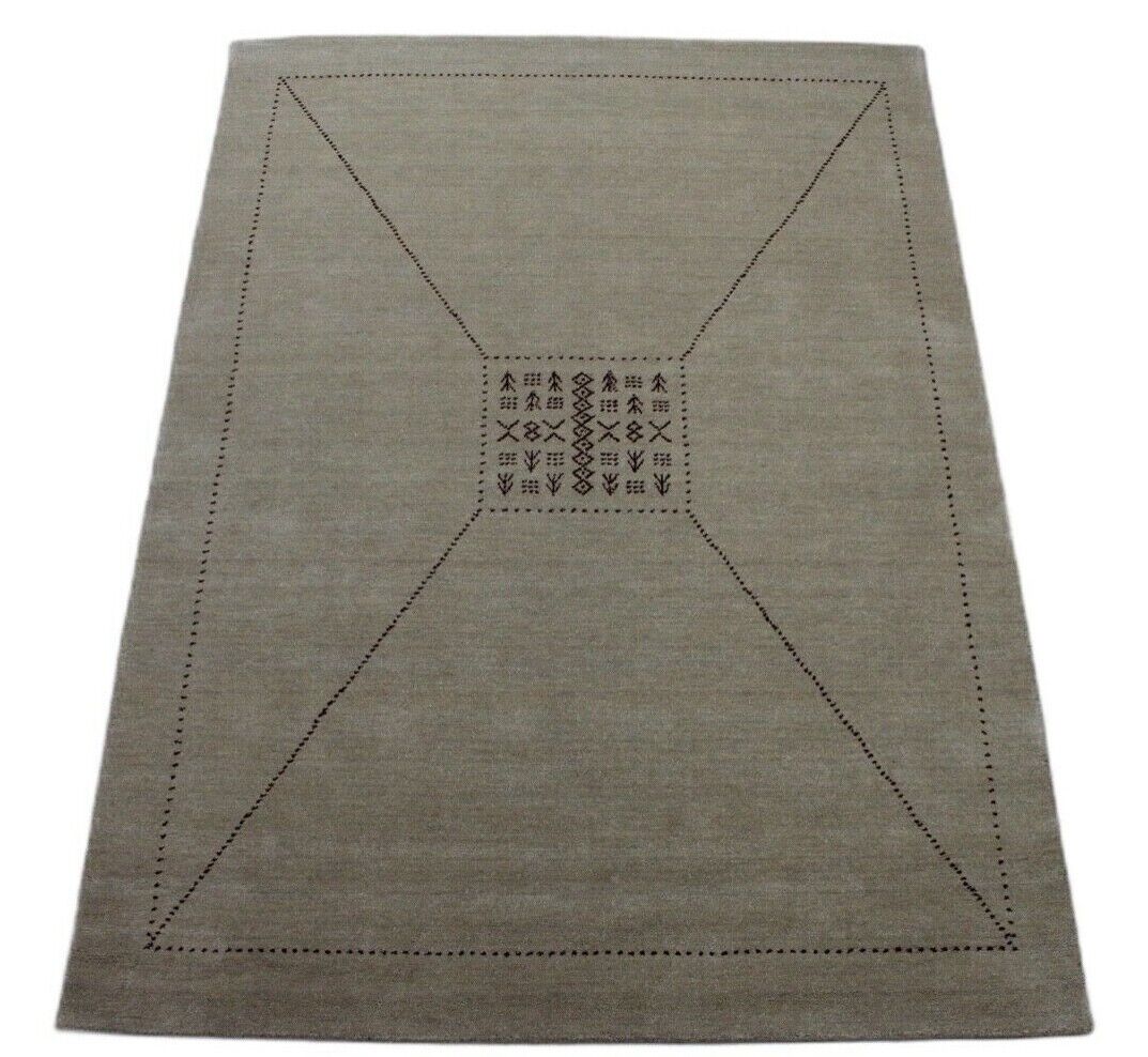 Gabbeh Teppich Beige 100% Wolle 170x240 cm Handgewebt Orientteppich R708