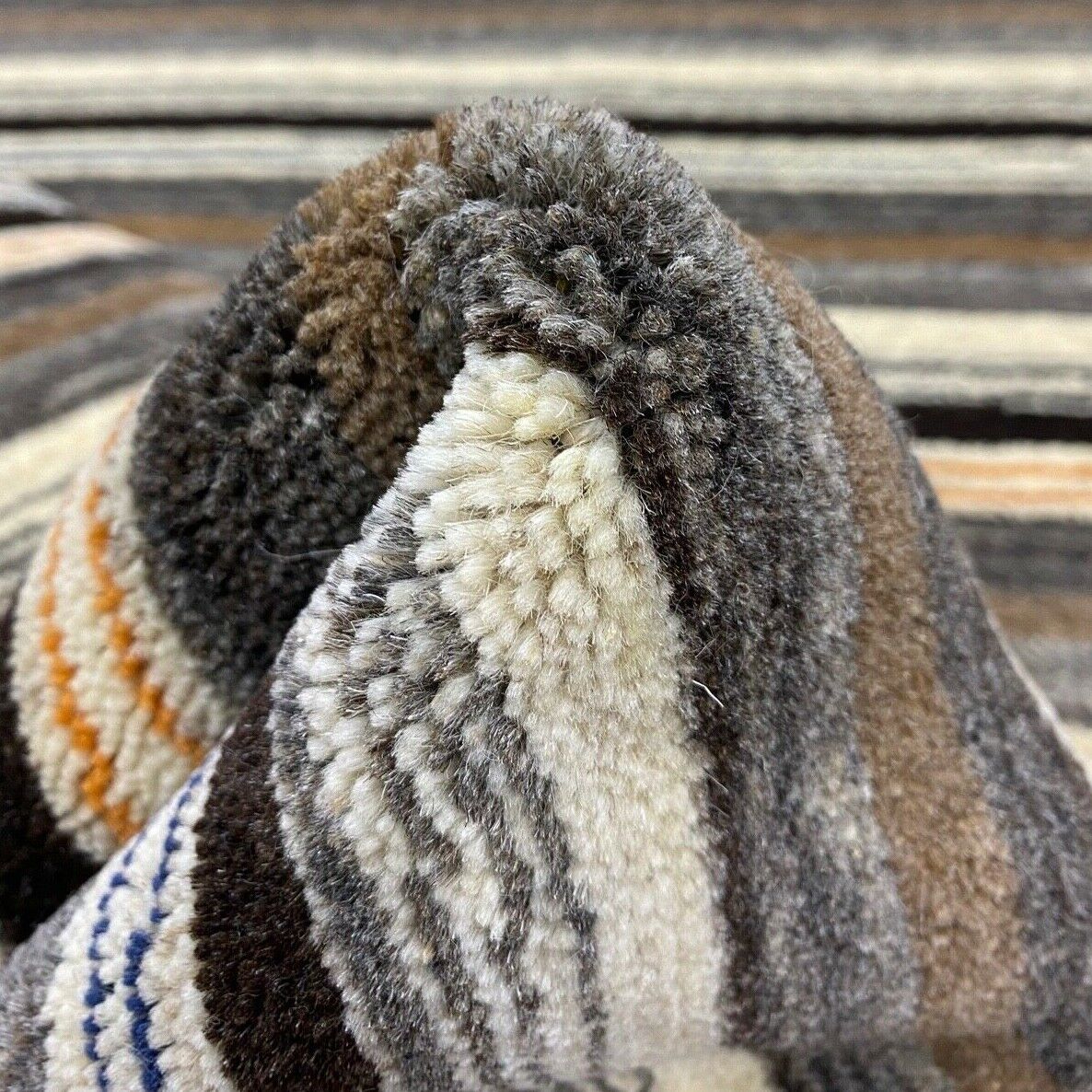 Teppich 100% Wolle Gabbeh Braun Grau Beige loom lori Handgewebt 124x180 cm S68