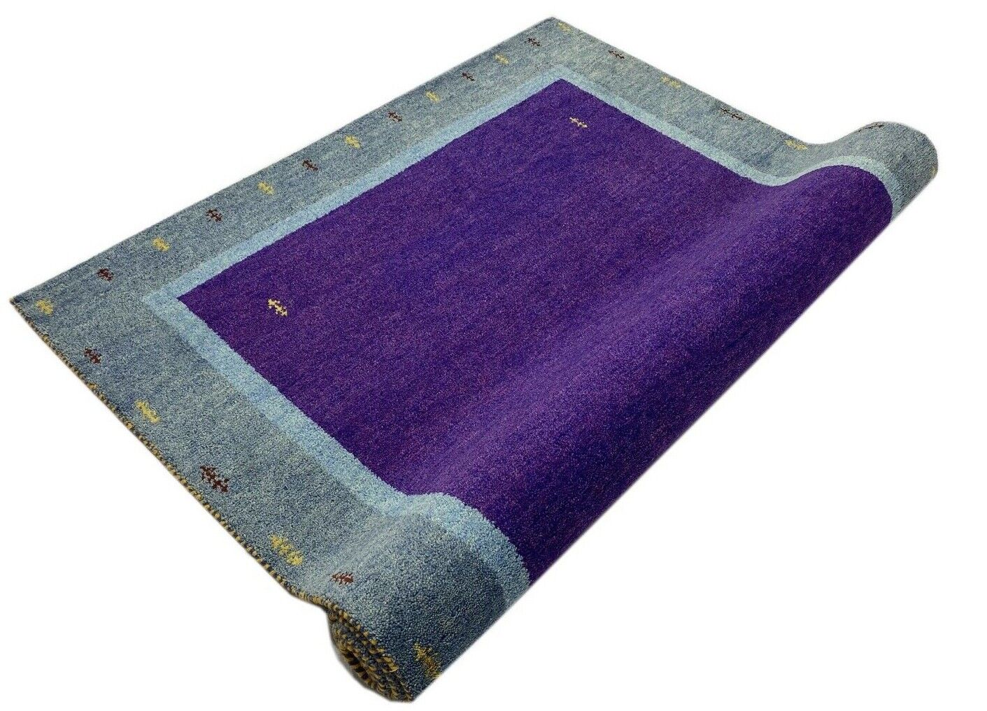 Lila Gabbeh Teppich 100% Wolle Blau Handgeknüpft 168X238 cm WR31