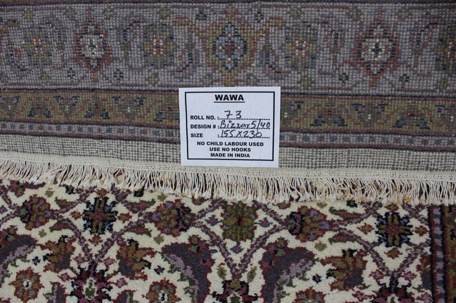 Elfenbein Beige Teppich Wolle Handgeknüpft 100% Schurwolle 155x230 cm D9