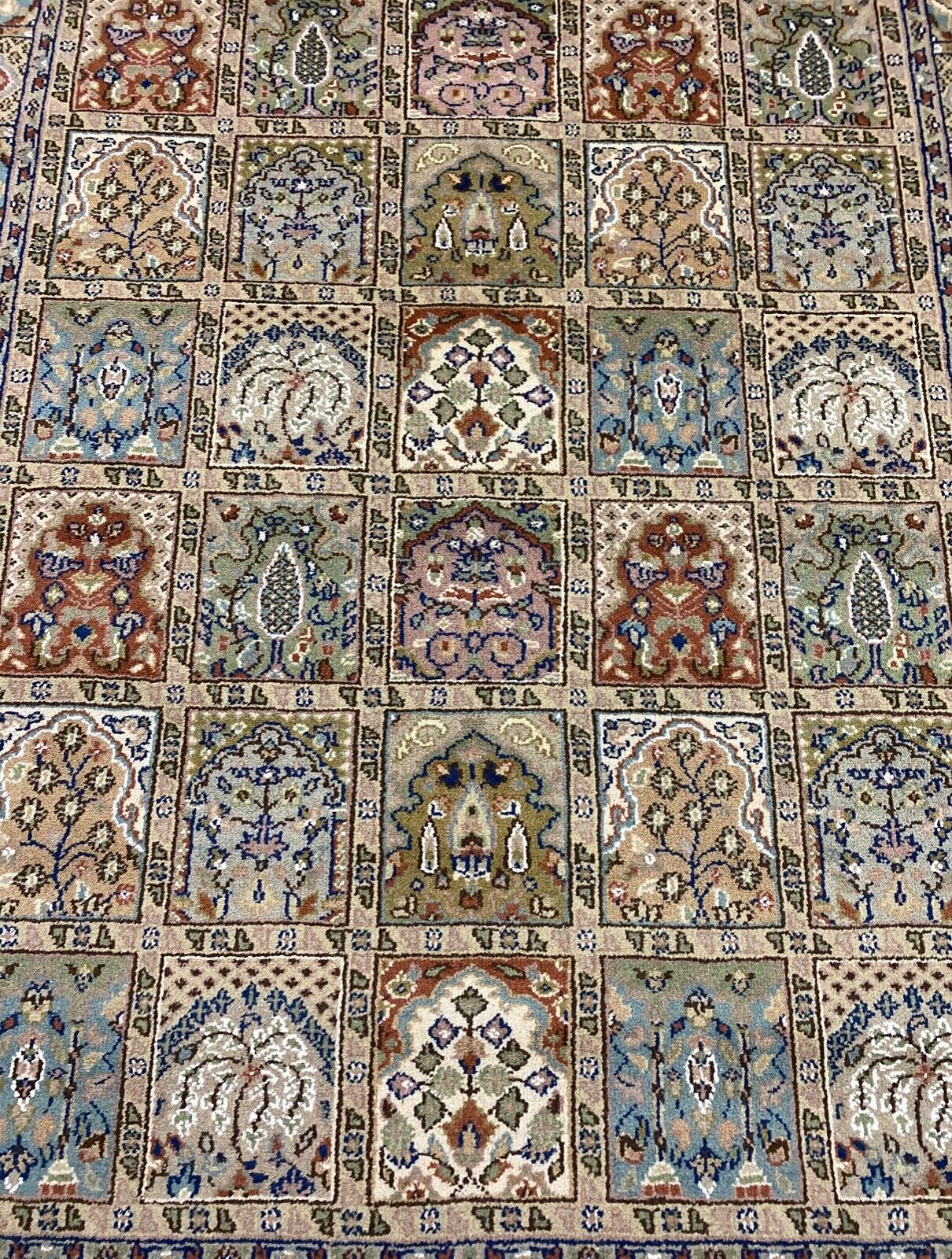 Tapis beige pistache noué à la main, 100 % laine, tapis oriental, 230 x 300 cm, B01