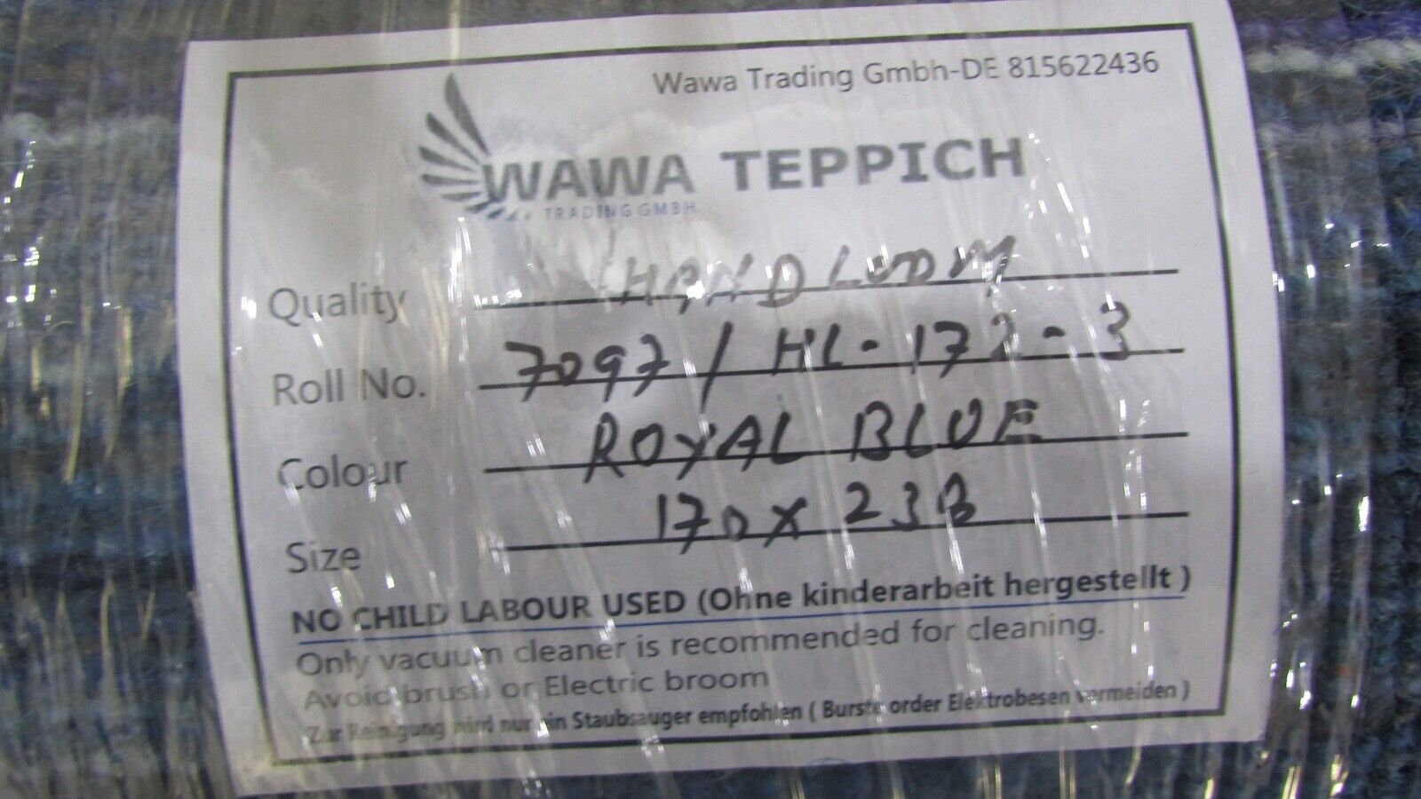 Gabbeh Teppich Blau 100% Wolle Orientteppich Handgefertigt Loom 168X238 CM HL172