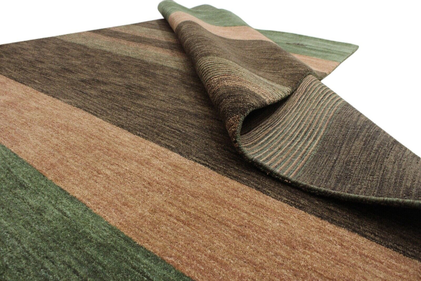 Gabbeh Teppich Grün Braun 100% Wolle 200x295 cm Handgewebt Orientteppich