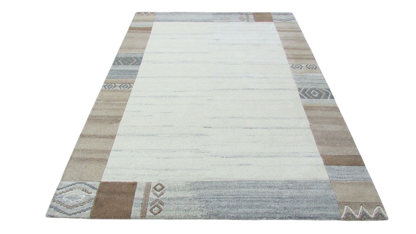 Nepal Teppich Handgeknüpft Beige 100% Wolle Orientteppich Braun 160X220 cm N-147