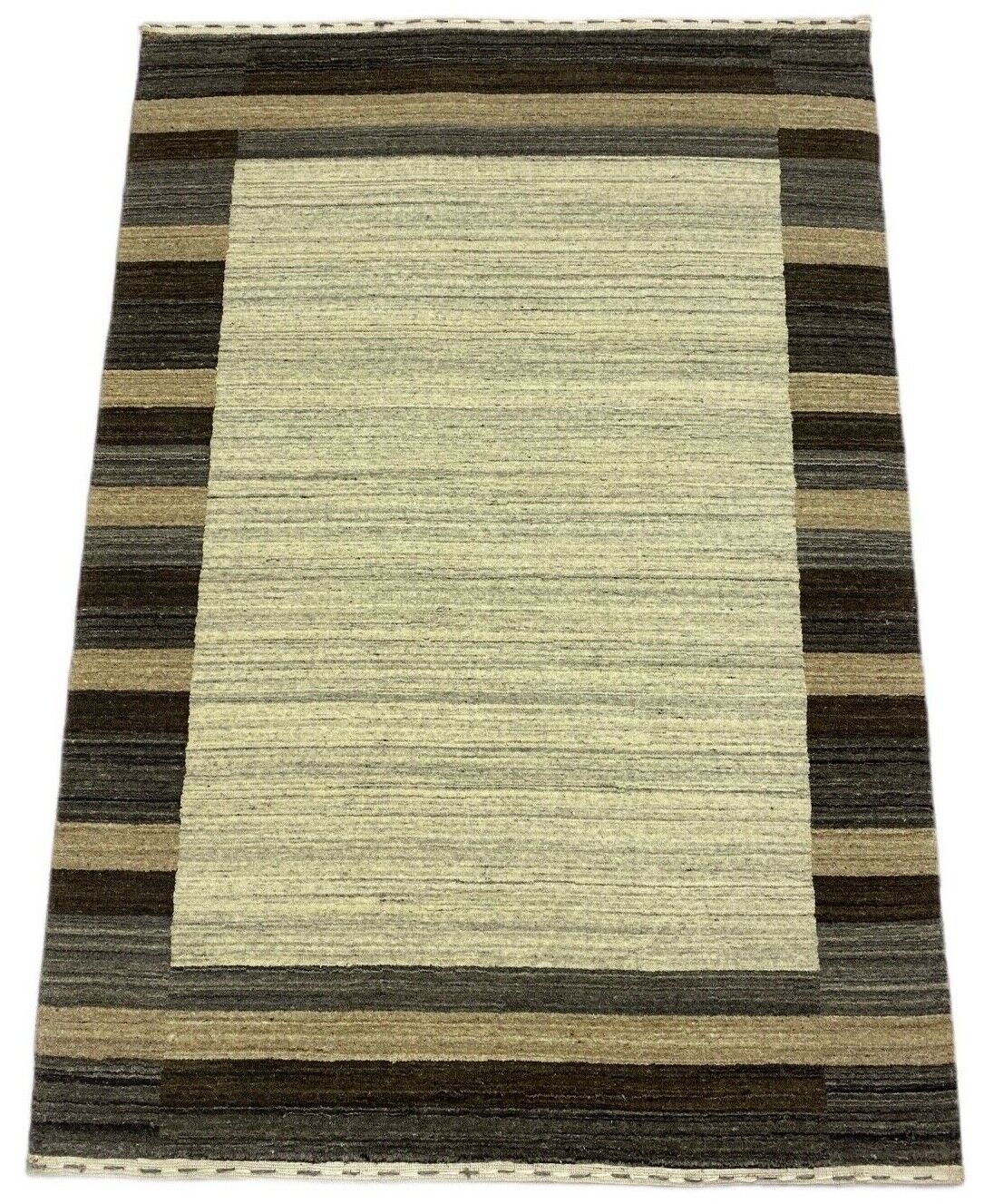 Gabbeh Teppich Braun Grau 100% Wolle Beige loom lori Handgewebt 120x173 cm S81