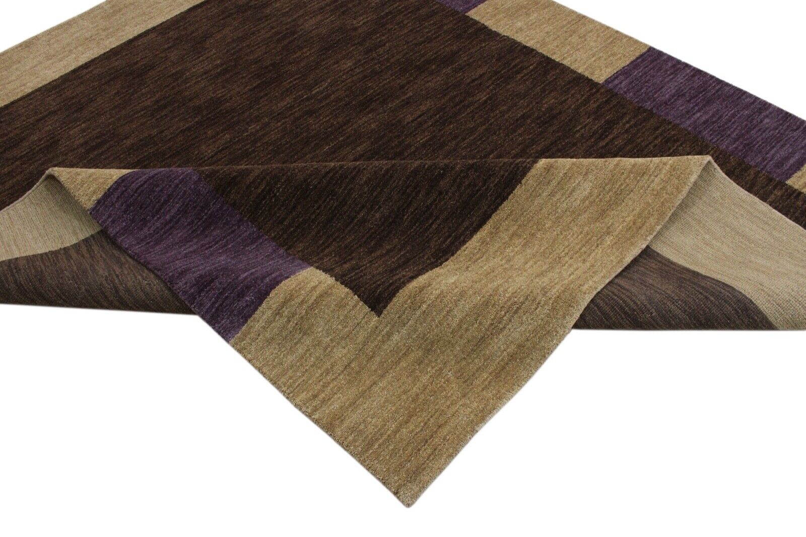 Gabbeh Teppich 100% Wolle 200X250 CM Orientteppich Handgefertigt Lila Beige