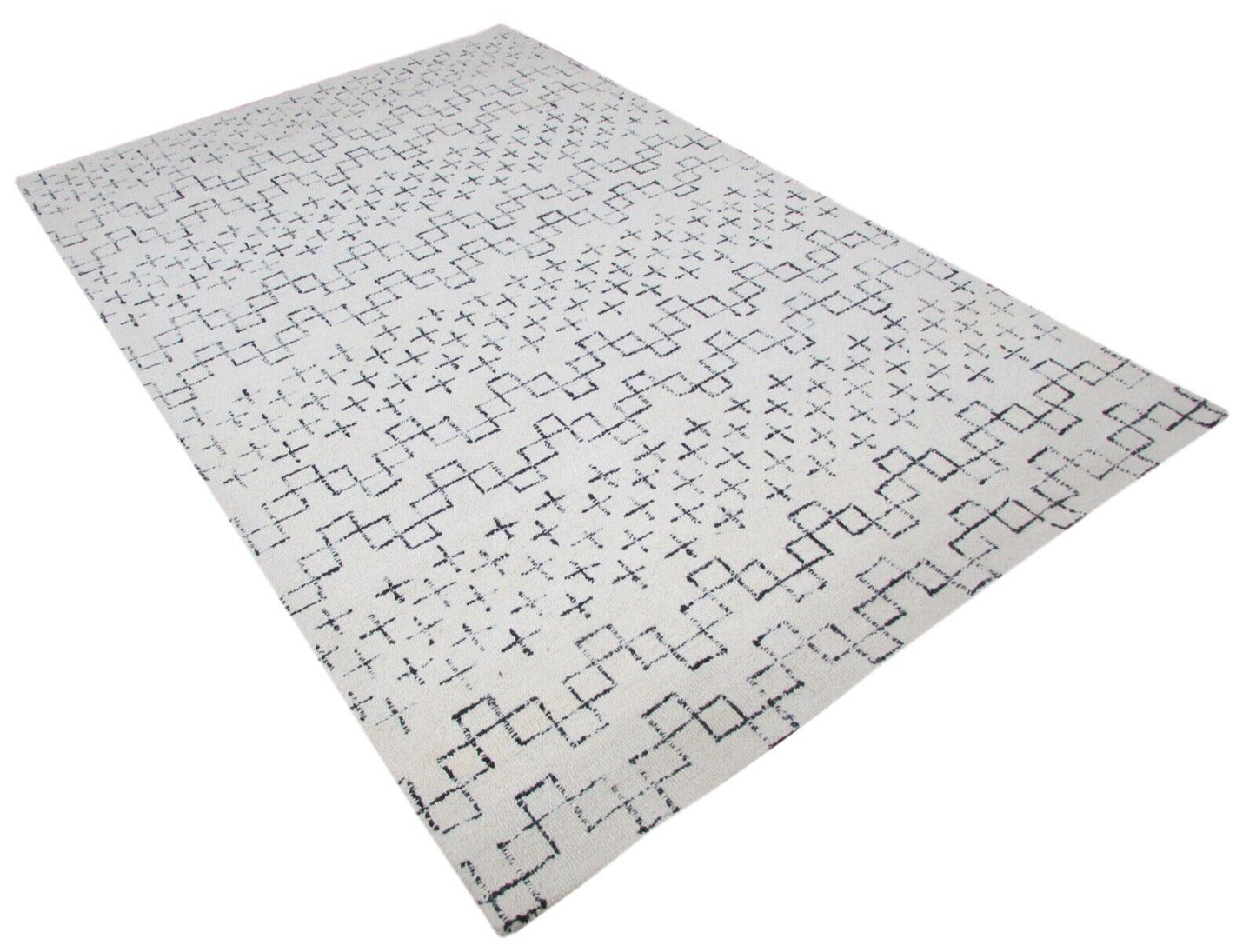 Handarbeit Beige Blau Teppich 100% Wolle 150X230 cm Handgetuftet T822