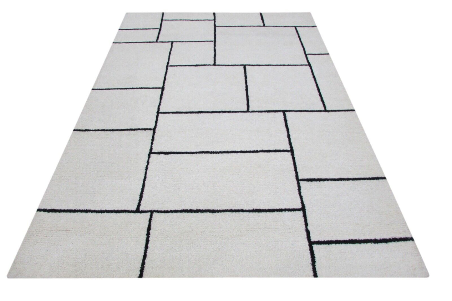 Beige Teppich 100% Wolle 160X230 cm Handarbeit Handgetuftet T853