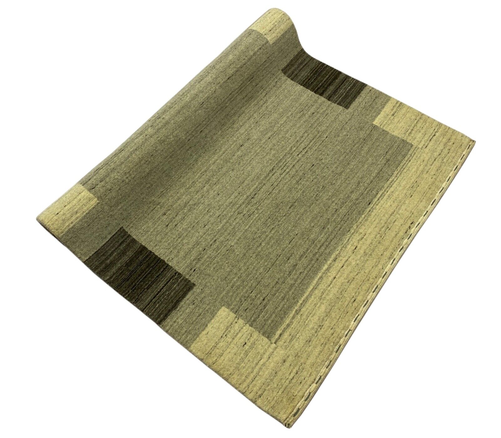 Teppich 100% Wolle Grau Beige Gabbeh lori Handgewebt 120x186 cm S150