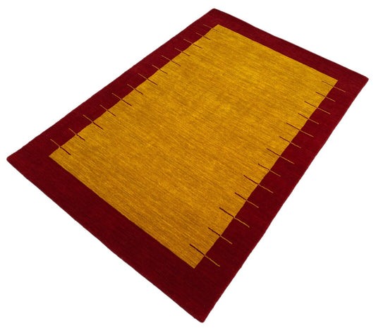Gold Rot Teppich 100% Wolle Gabbeh 120x180 cm Handgewebt Home Deko WR149