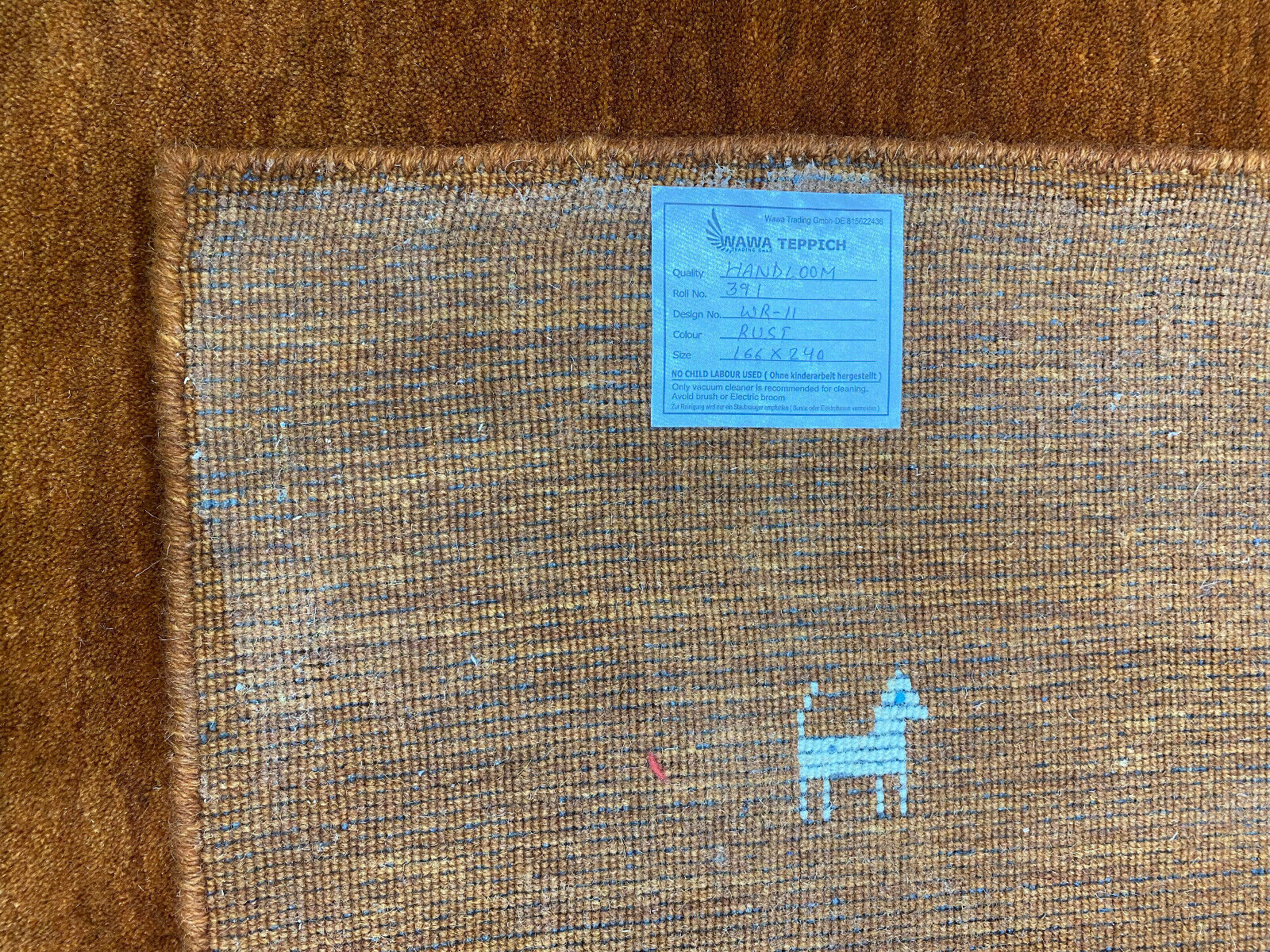 Braun Gabbeh Teppich 100% Wolle Handgefertigt Orientteppich 166X240 CM WR11