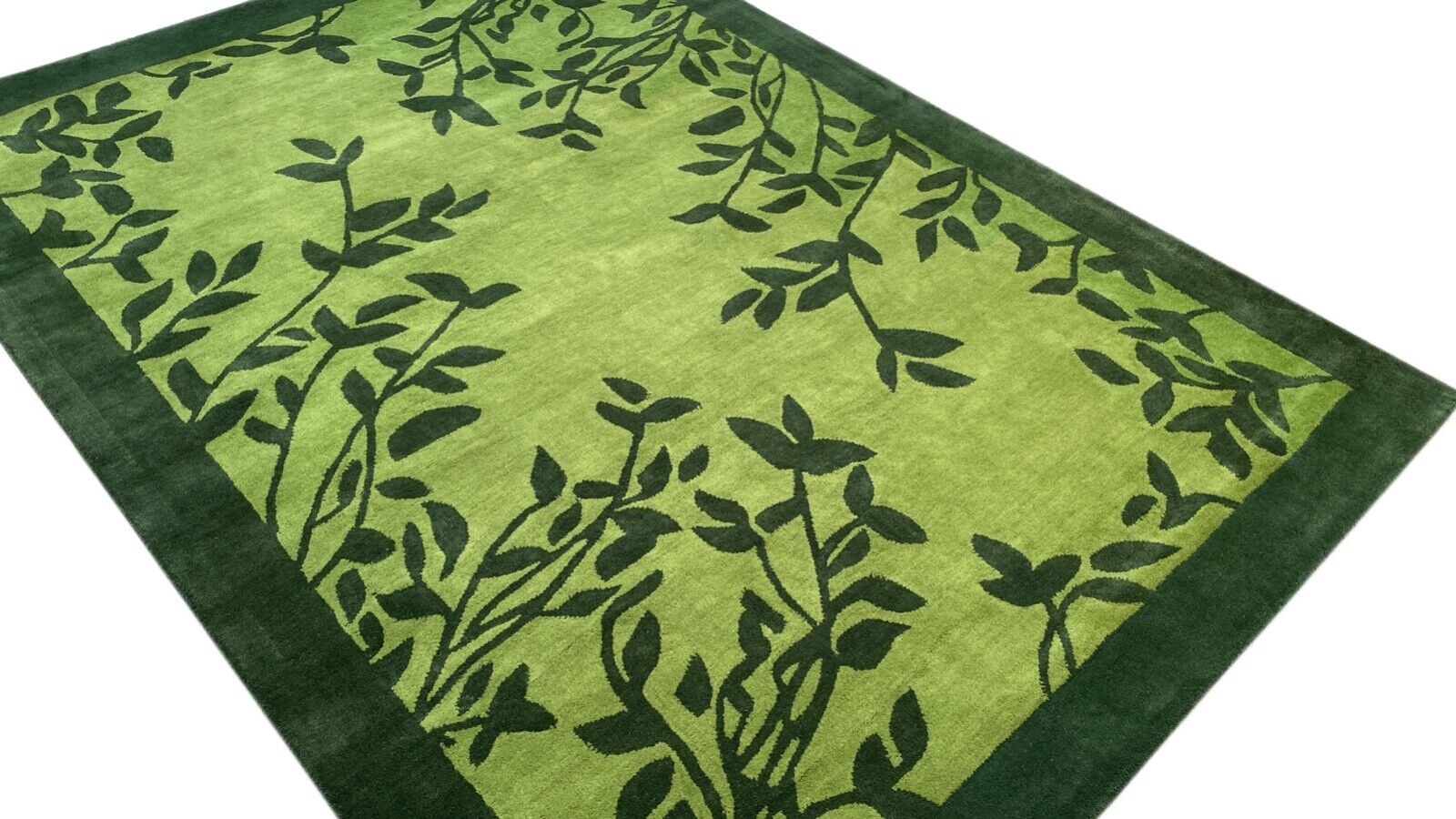 Grün Teppich 100% Wolle 170X240 CM Handarbeit Blatt Designer Orientteppich WT4
