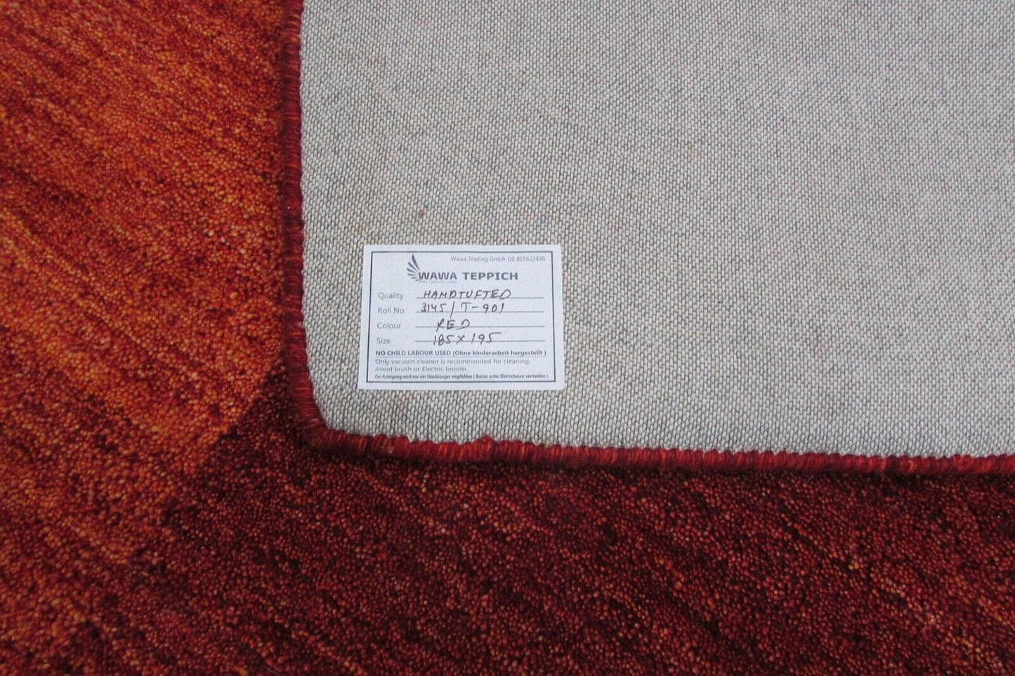 Terrakotta Orange Teppich 100% Wolle Handgetuftete 185X195 CM Designer T901