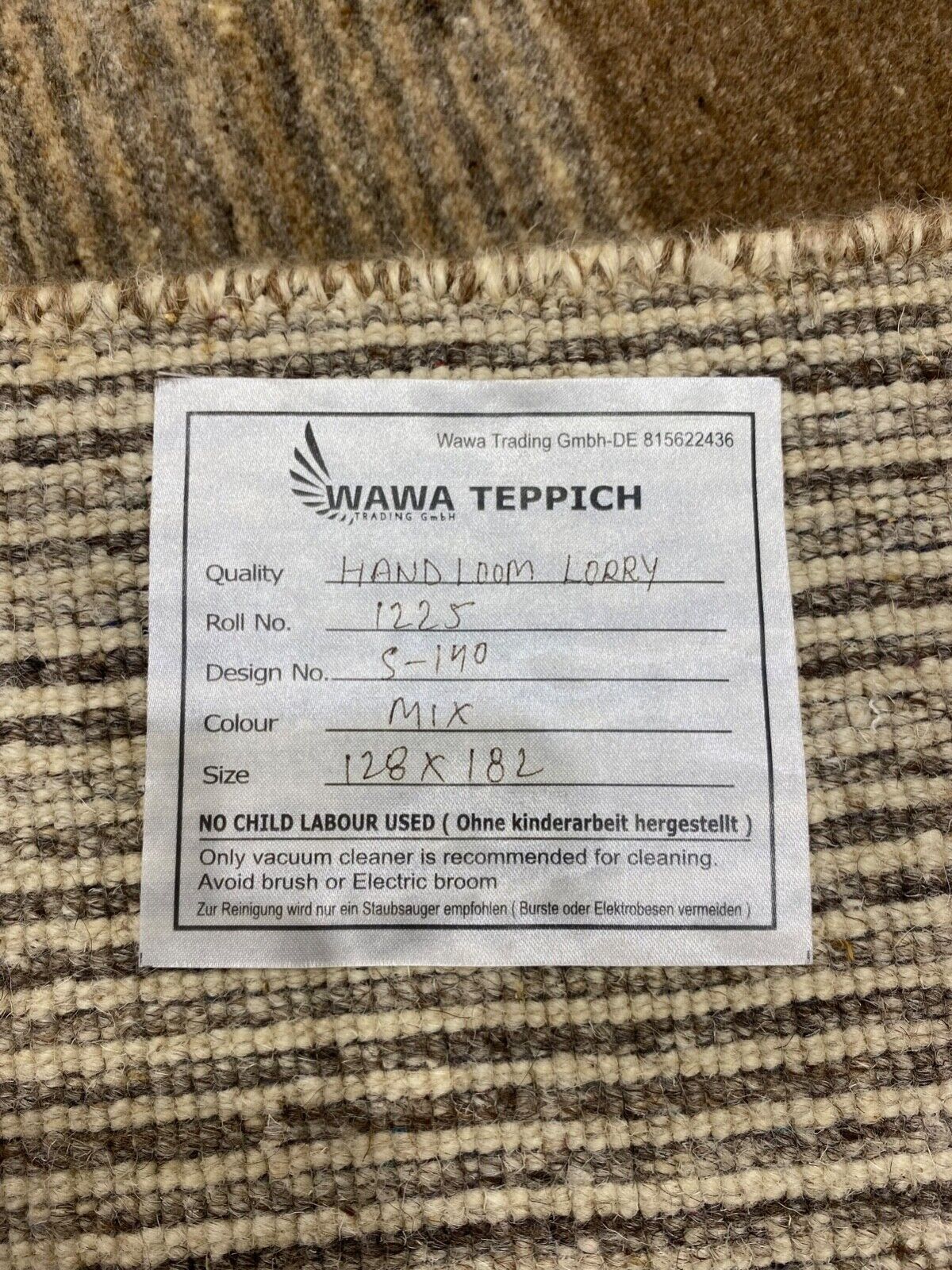 Gabbeh Teppich 100% Wolle Braun Beige loom lori Handgewebt 128x182 cm S140