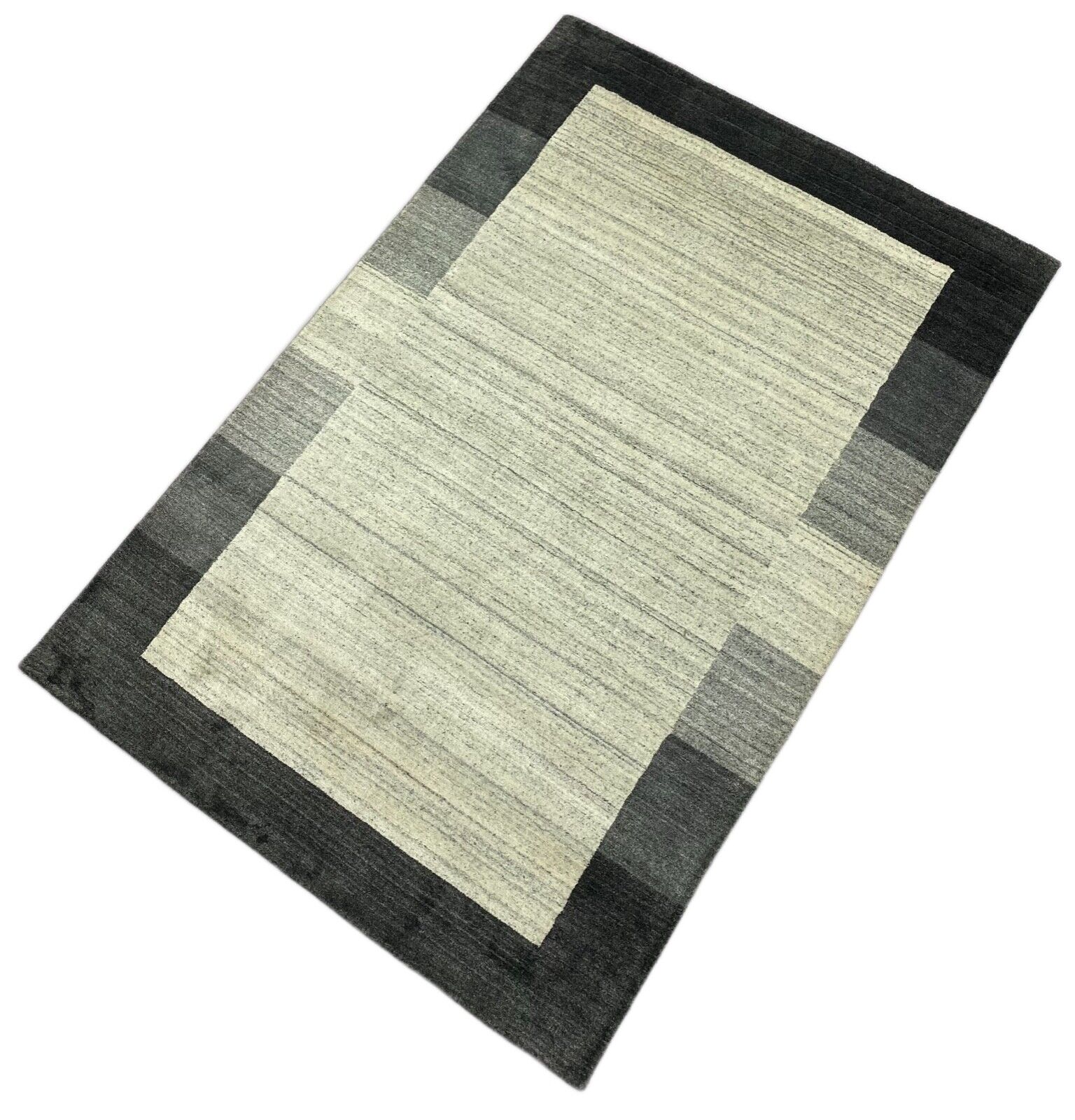 Teppich 100% Wolle Grau Beige Gabbeh lori Handgewebt 120x180 cm dp Garn S21