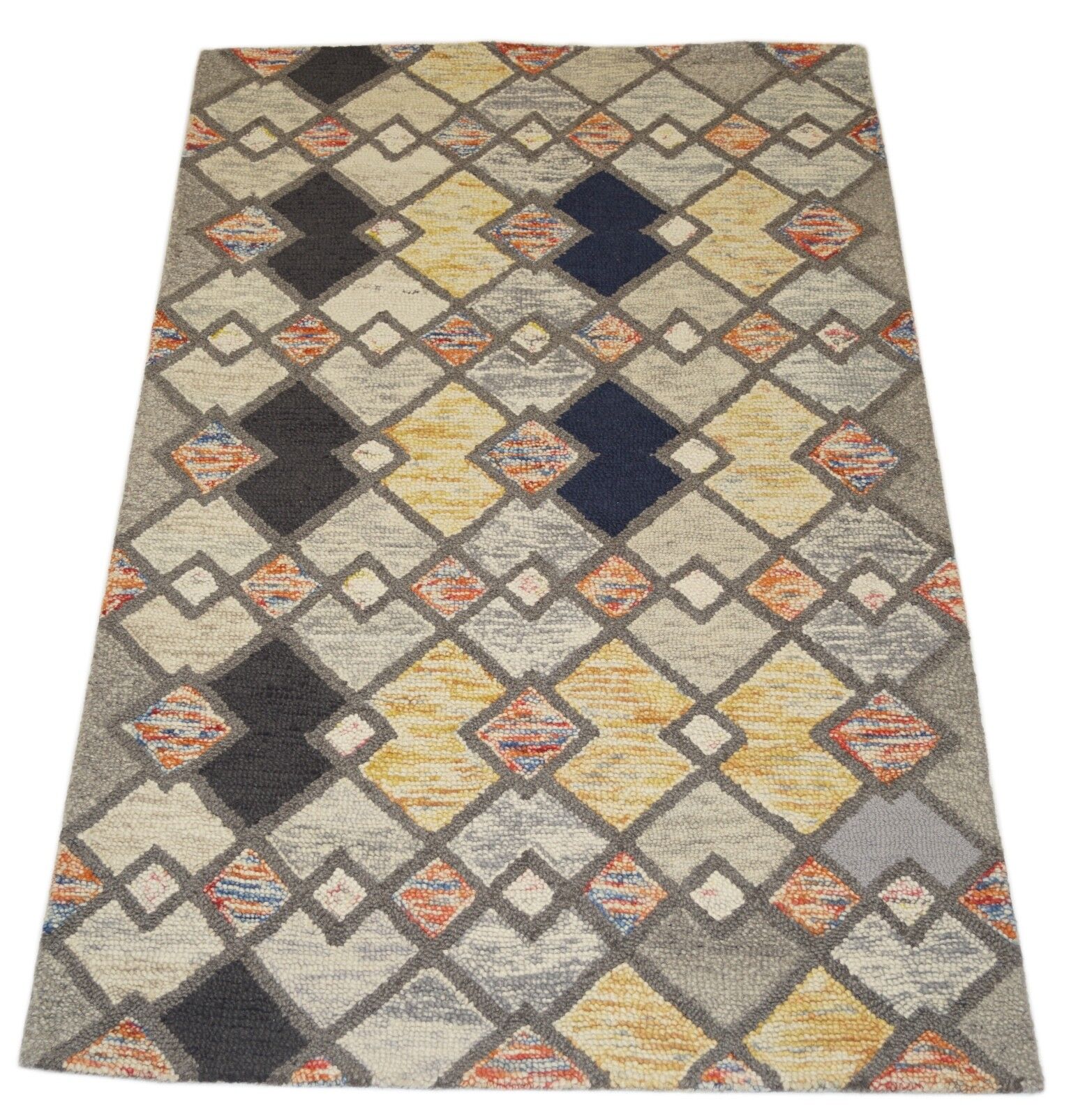 Designer Teppich 150X240 CM Handarbeit ~ 100% Wolle - Handgetuftet Loop