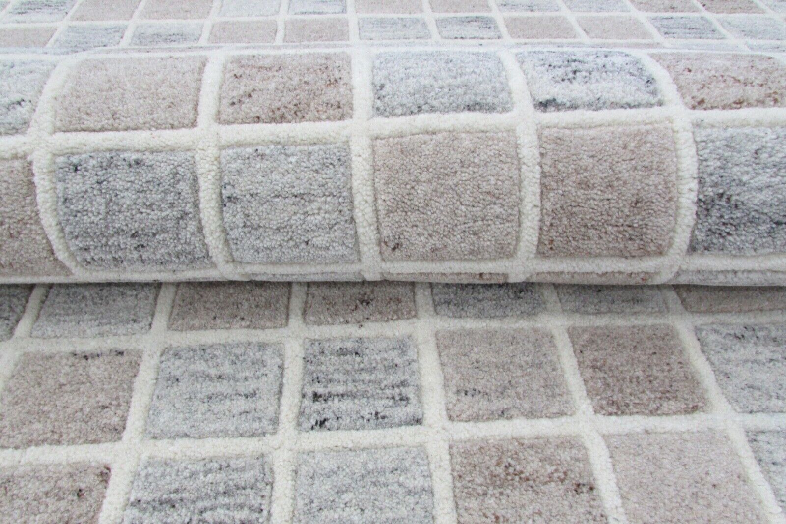 Bež, siva, rjava preproga, 100 % volna, 160 x 230 cm, ročno izdelana, ročno tkana, T809