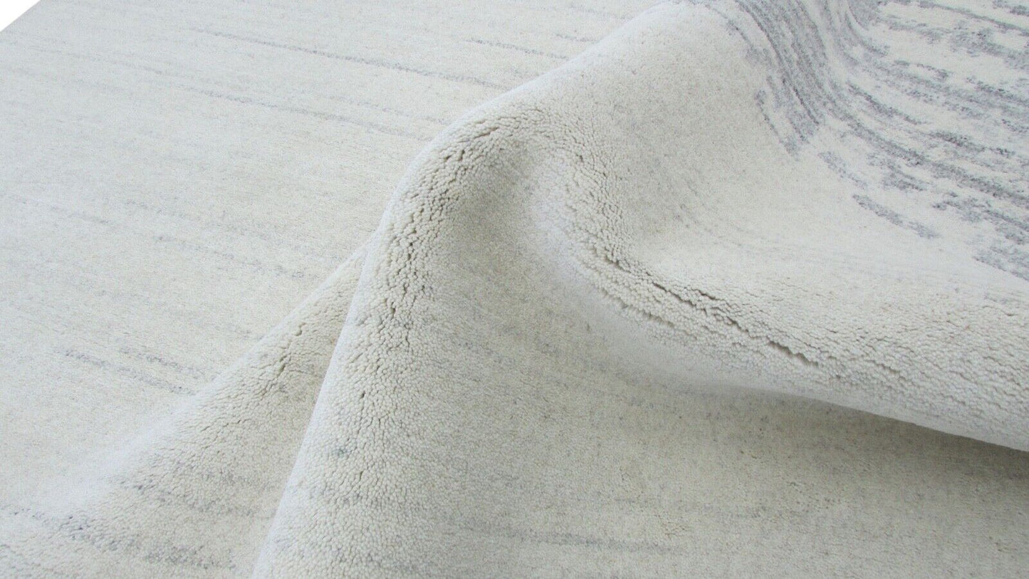 Orientteppich Nepal Teppich Handgeknüpft Beige Grau 100% Wolle 162x230 cm N-36