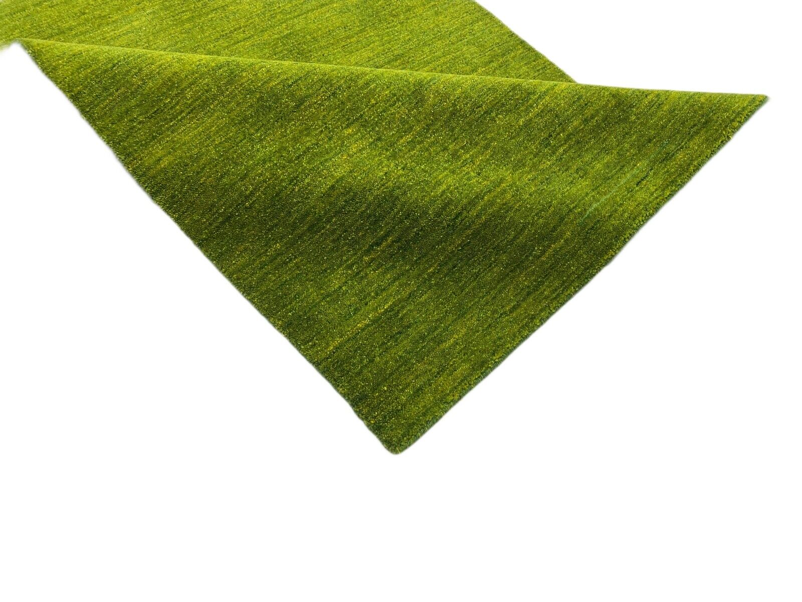 Tapis Gabbeh vert, 100 % laine, métier à tisser lori, tissé à la main, 124 x 177 cm, S10