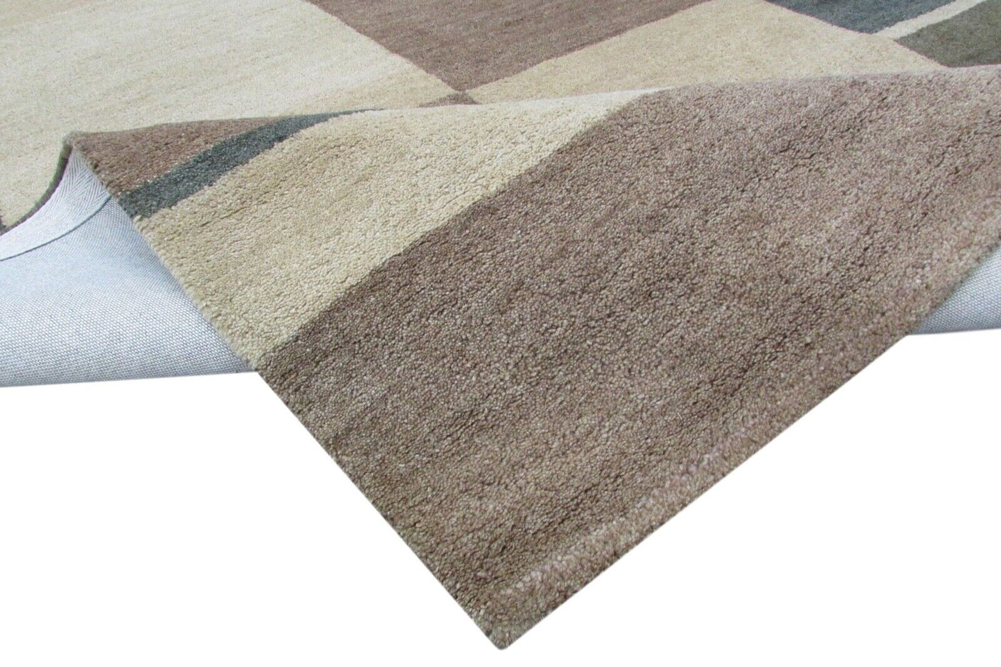 Braun Teppich 100% Wolle Beige 160X230 cm Handarbeit Handgetuftet T818