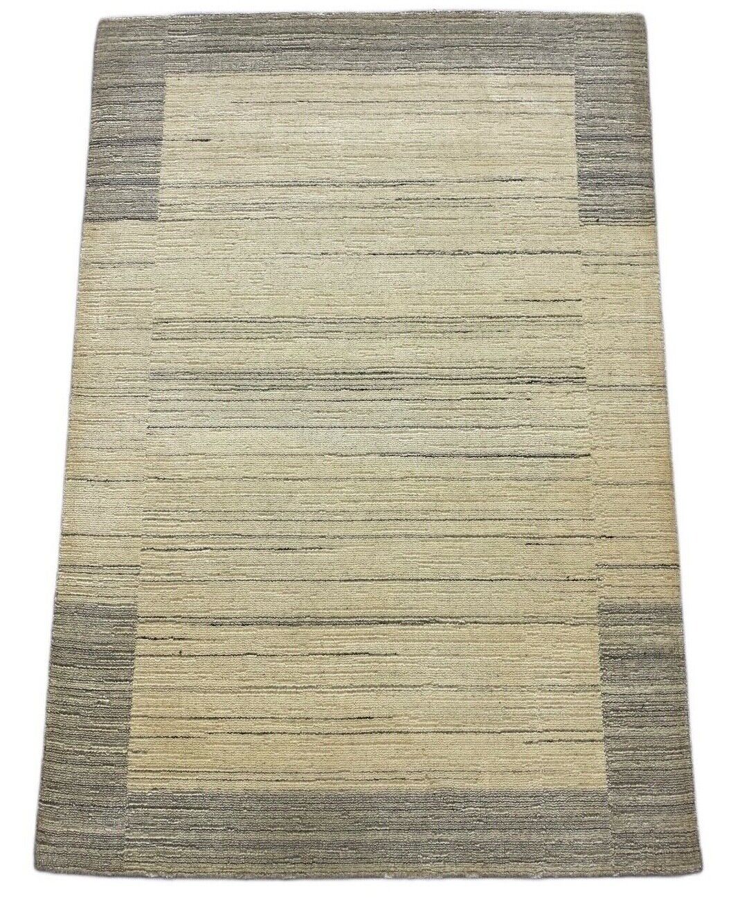 Teppich Gabbeh Beige Grau Wolle Viskose loom lori Handgewebt 120x178 cm S17