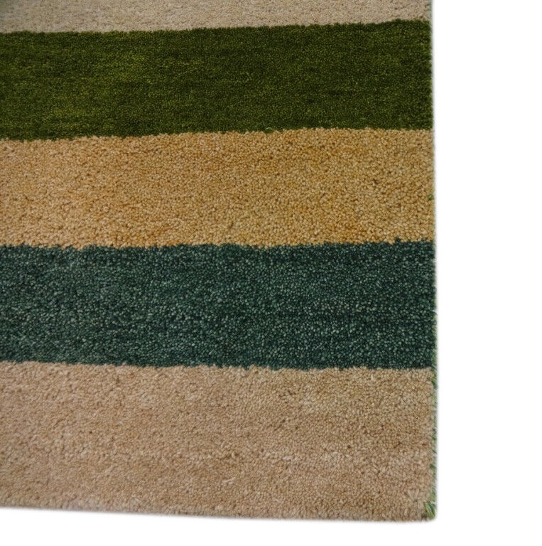Gabbeh Teppich 58x88 cm Handgeknüpft ~ 100% Wolle ~ Grün Beige Gold Blau M27