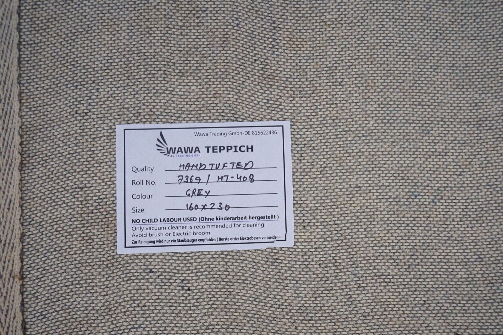 Beige Grau 160X230 cm Teppich 100% Wolle Orientteppich Handgetuftet HT408