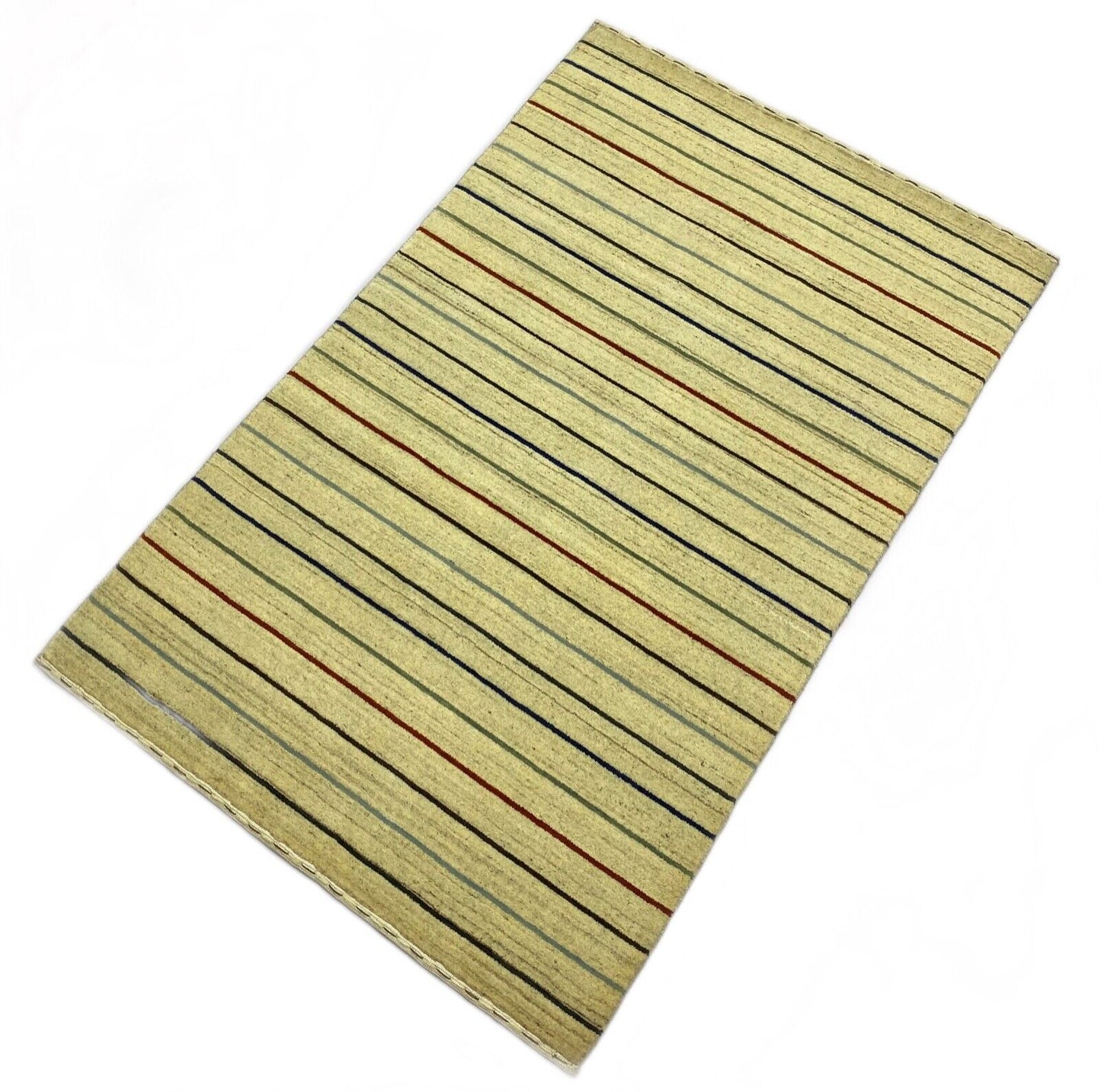 Gabbeh Teppich 100% Wolle Beige loom lori Handgewebt 120x180 cm S39