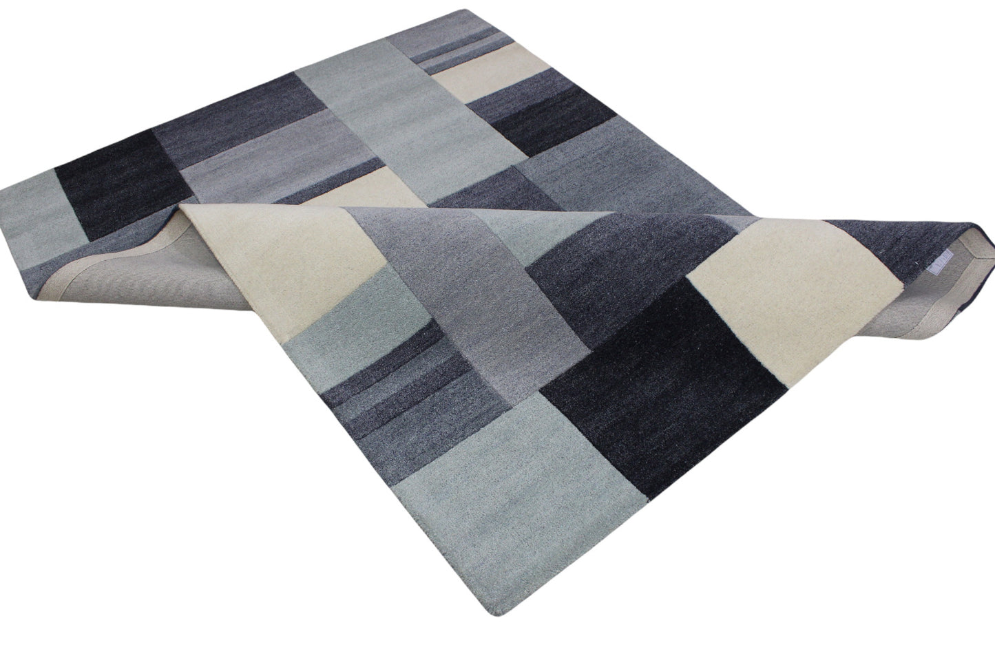 Teppich 100% Wolle HellBlau Beige 160X230 cm Orientteppich Handgetuftet HT234