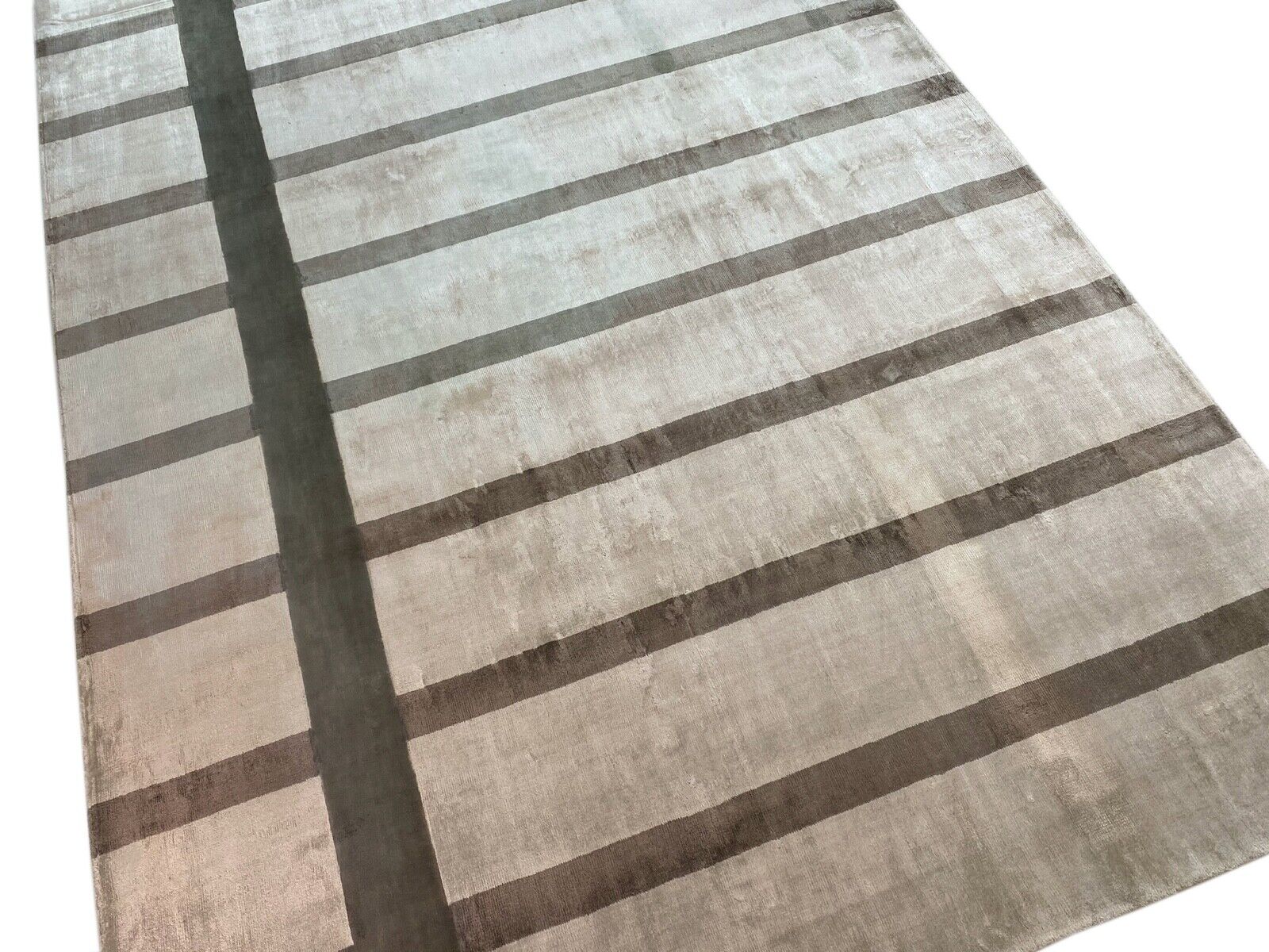 Tappeto orientale 200x300 cm beige marrone tappeto tessuto a mano in viscosa fatto a mano